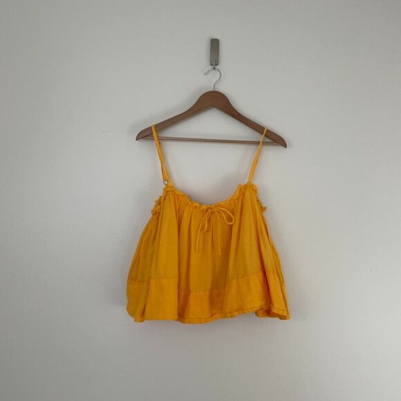 Anthropologie Tops - Anthropologie Pilcro Ruffled Flowy Smocked Crop Tank Top Size Large